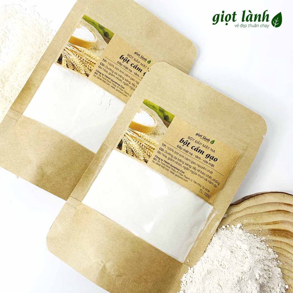 Bột Cám Gạo nguyên chất - Da trắng sáng, mịn màng Giọt Lành 100 Gram