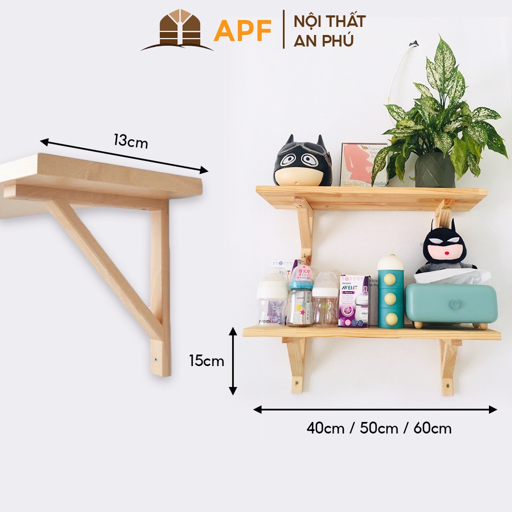 Thanh vuông lắp kệ treo tường decor APF bộ 1 cặp