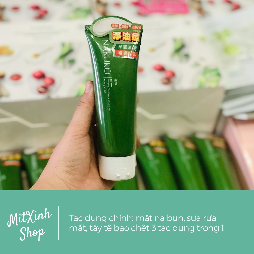 [Bản Đài] Sữa rửa mặt tràm trà NARUKO Tea Tree Purifying Clay Mask &amp; Cleanser, Sữa rửa mặt Naruko Bản Đài