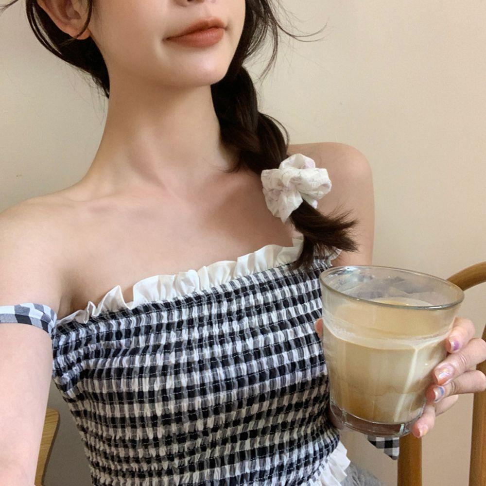 Dây Cột Tóc Scrunchies Bằng Vải In Hoa Đơn Giản Thanh Lịch Cho Nữ
