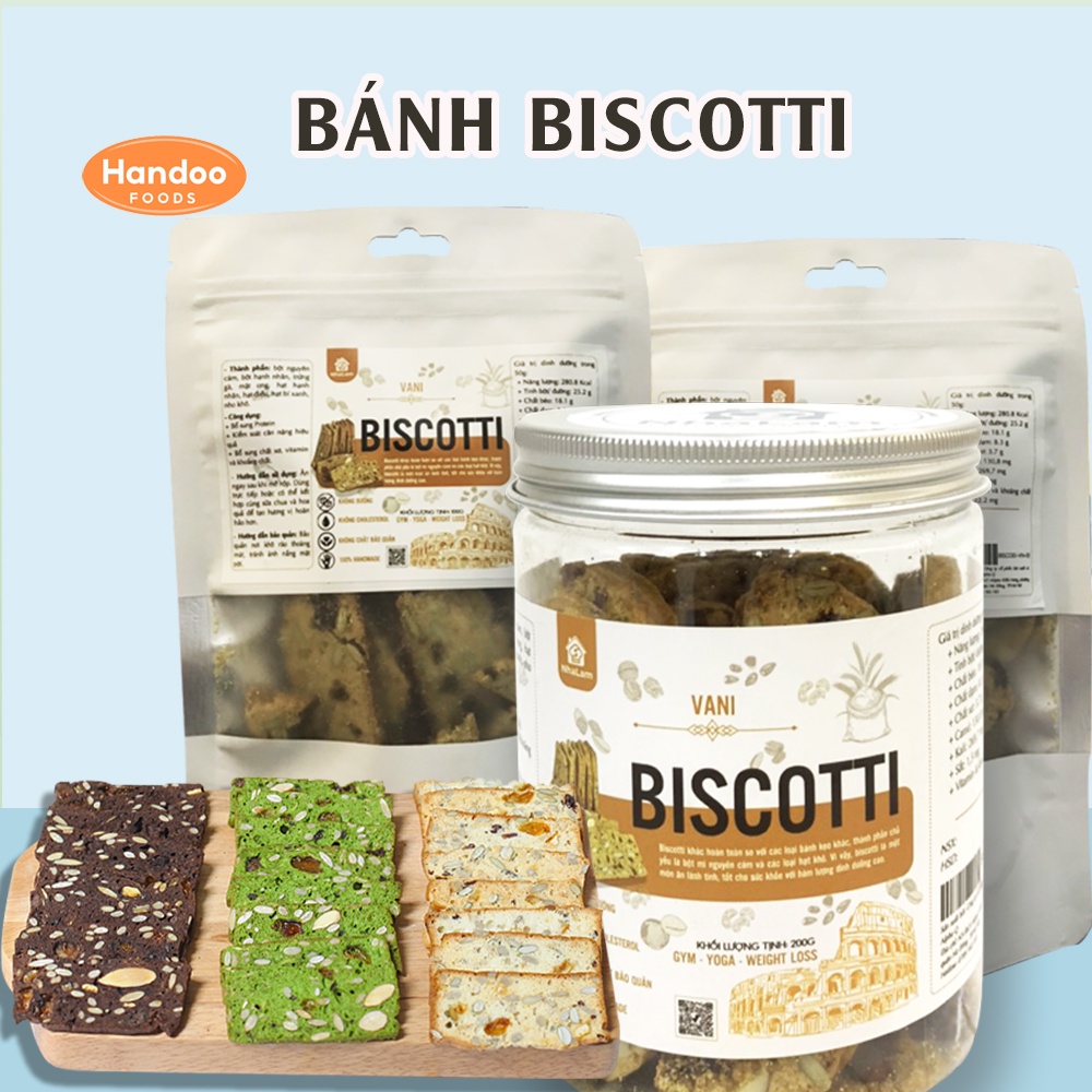 Bánh Biscotti Nguyên Cám Ngũ Cốc Ăn Kiêng Ít Calo Không Đường Handoo Food
