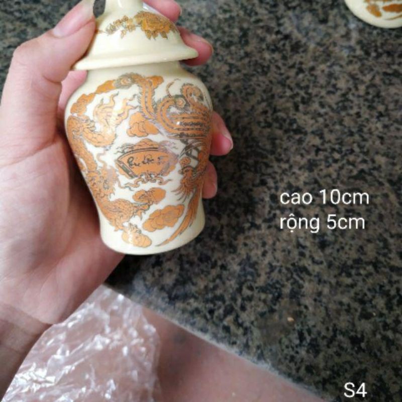 Chóe đựng muối gạo thờ cúng men vàng kim bát tràng hàng loại 1