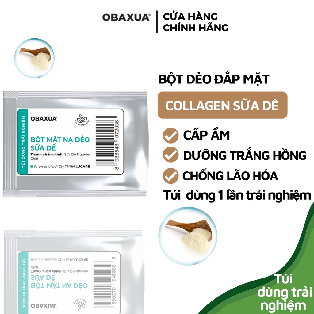 Mặt nạ Dẻo Spa OBAXUA- Túi dùng 1 lần trải nghiệm (Mask dẻo) Nguyên Chất Giúp Dưỡng Trắng Da, Cấp ẩm, Chống Lão Hóa