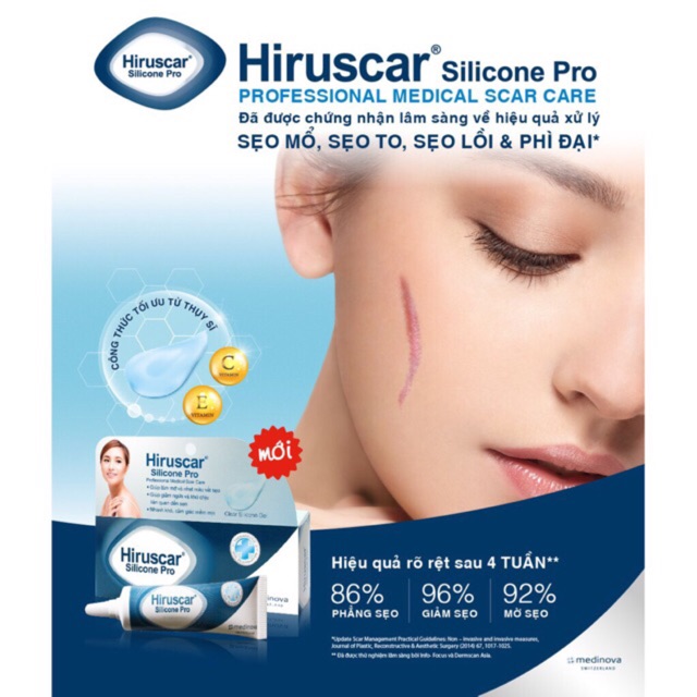 HIRUSCAR SILICON PRO - đột phá ngừa sẹo tub 4g