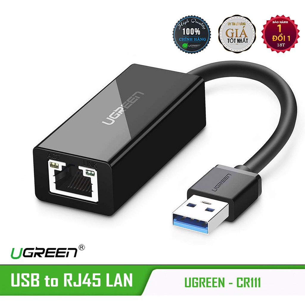 Bộ chuyển USB ra LAN Cao Cấp UGREEN