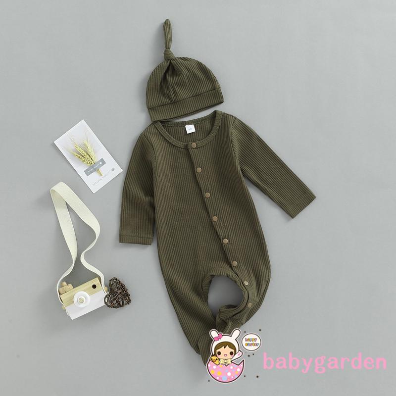 Áo liền quần Tay Dài Cổ Tròn Kèm Nón Đội Đầu Dành Cho Bé