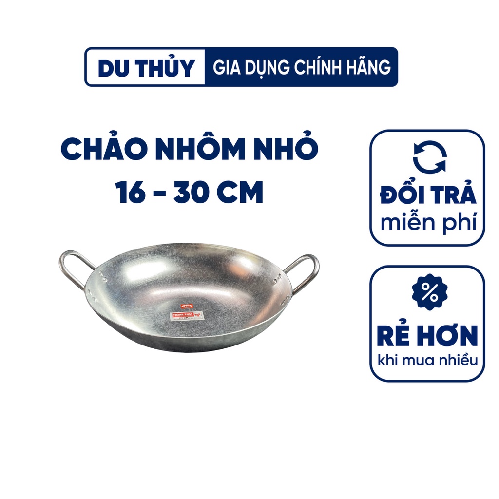 Chảo nhôm sâu lòng, loại chảo nhôm nhỏ size 16-18-20-24-26-28-30 cm dẫn nhiệt tốt thiết kế đơn giản của gia dụng Du Thủy