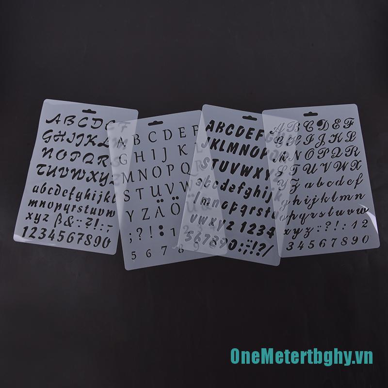 OneMetertbghy❀❀4Pcs English Letters DIY Layering Stencils Painting Scrapbook Coloring Embossing