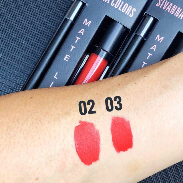 Son Kem Lì Sivanna + 1 Chì Colors Matte Lips Đỏ Sang Và Đỏ Cam