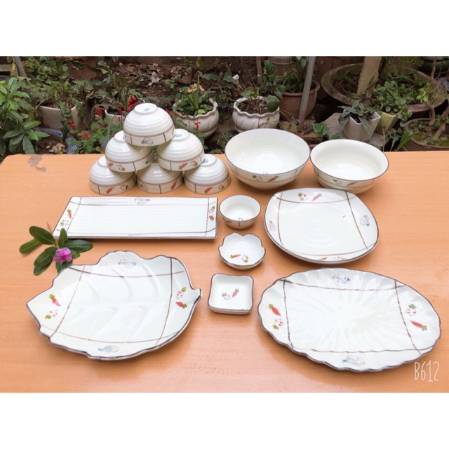 Bộ đồ ăn cà rốt 15 món gốm sứ Bát Tràng