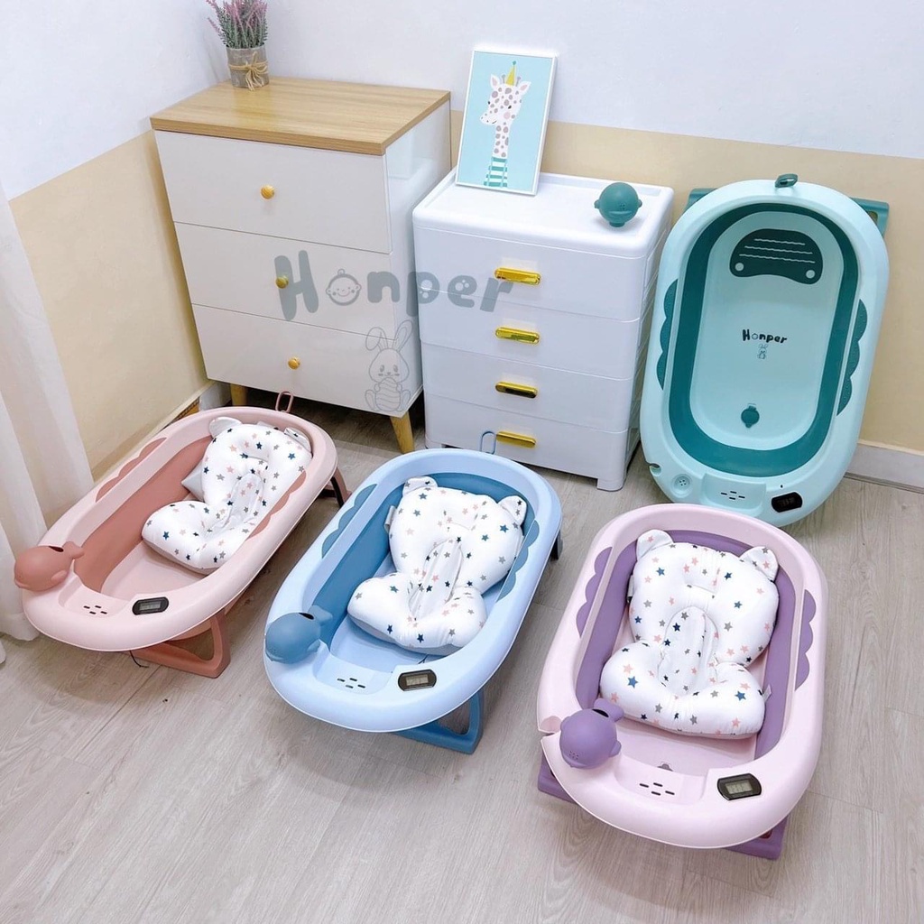 Chậu tắm gấp gọn kèm phao có nhiệt kế