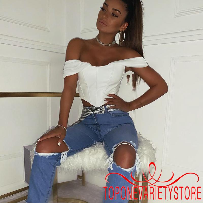 Áo croptop trễ vai màu trơn thời trang quyến rũ cho nữ