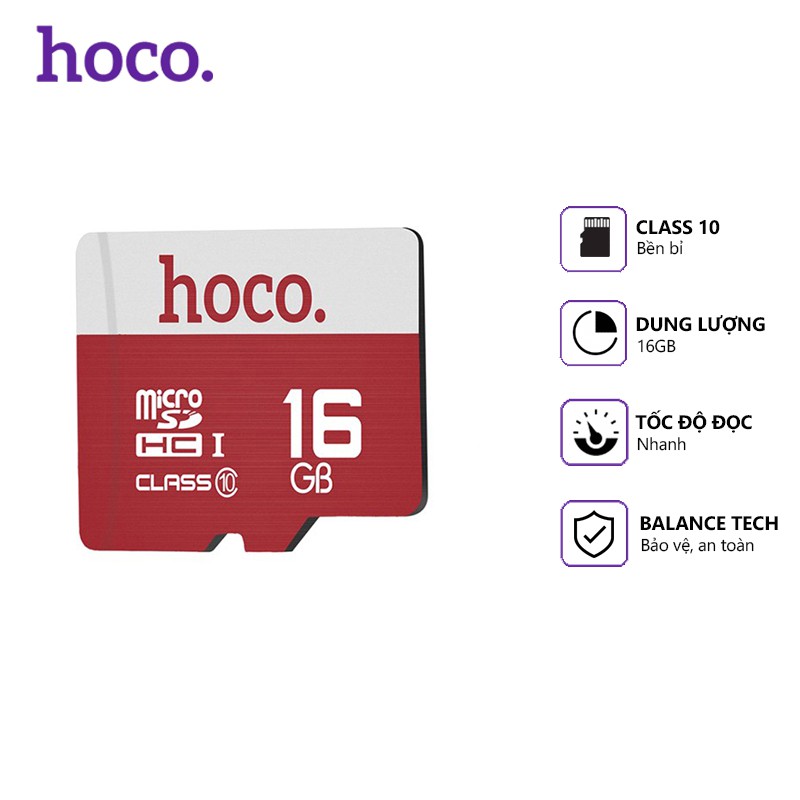Thẻ nhớ Hoco 4/8/16GB micro sd, class 6, dung lượng thật, tương thích nhiều thiết bị | BigBuy360 - bigbuy360.vn