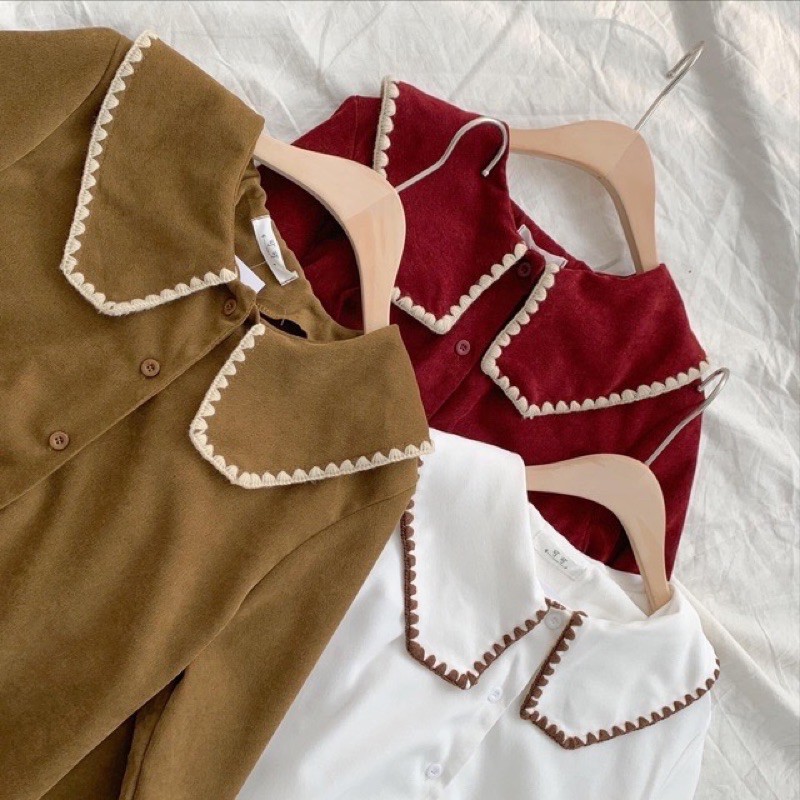 Áo dạ cổ sen vintage