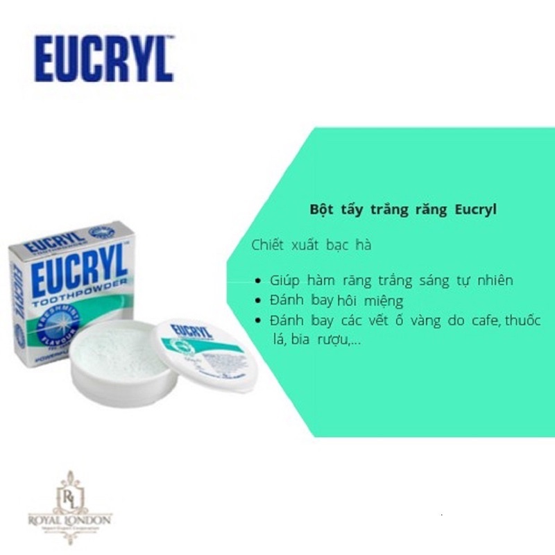 Bột trắng răng Eucryl giúp răng trắng sáng