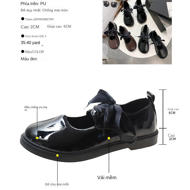 Tăng giá sau 100 đôi！！ Giày Mary Jane Da Cao 2CM Thắt Nơ Chất Lượng Cao Cho Nữ