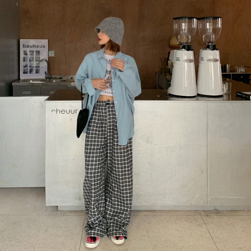 SUXI Áo sơ mi tay dài dáng rộng phong cách Hàn Quốc thời trang dành cho nữ