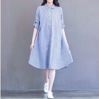 Đầm sọc xanh form A