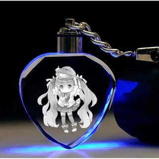 [QUÀ TẶNG] Móc khóa pha lê thủy tinh có đèn led 7 màu (đổi màu) in hình Miku, anime chibi cực cute cực đẹp