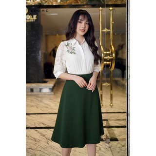 Áo kiểu nữ thiết kế Hongvic sơ mi trắng tay ren SM313