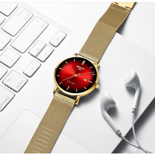 Đồng hồ nam dây lưới thép Nibosi 2362 fullbox