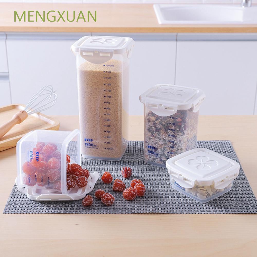 MENGXUAN Sealed Storage Box Plastic Grains Tank Food Container for Cereal Snack 240/650/1000/1800ml Kitchen Supplies with Lid Jars Home Seal Box