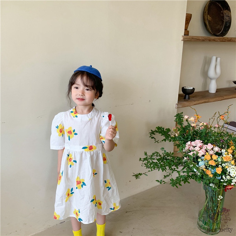 Đầm Công Chúa Họa Tiết Hoa Hở Lưng Cho Bé Gái