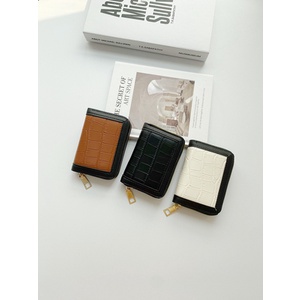 Ví Đựng Thẻ Có Khóa Kéo Phối Màu Tương Phản Đơn Giản Kiểu Âu Mỹ Cho Nữ