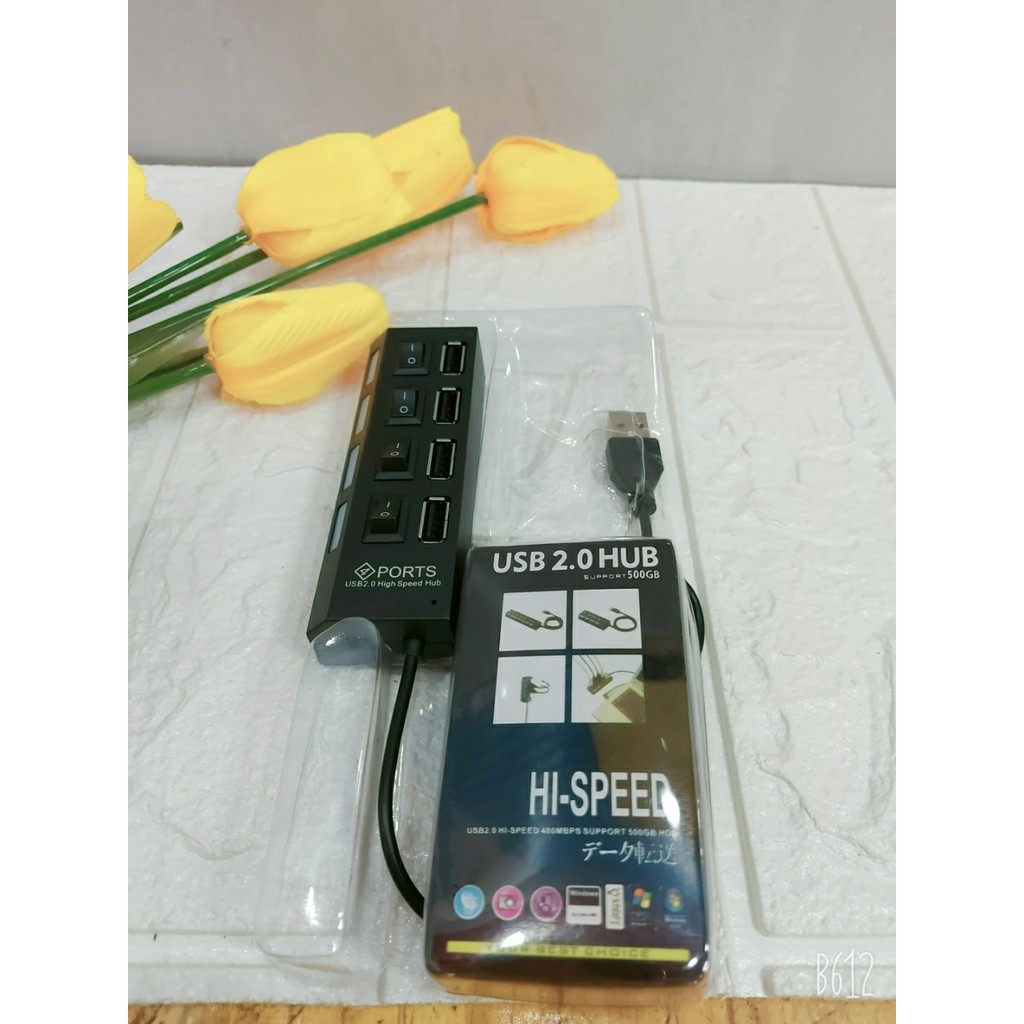 Bộ Chia USB Từ 1 Cổng USB Ra 4 Cổng USB ,Có Công Tắc Led-BẢO HÀNH ĐỔI MỚI