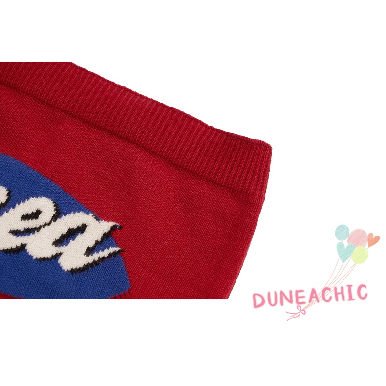 DUNEA Áo Ống Dệt Kim In Chữ Thời Trang Cho Nữ