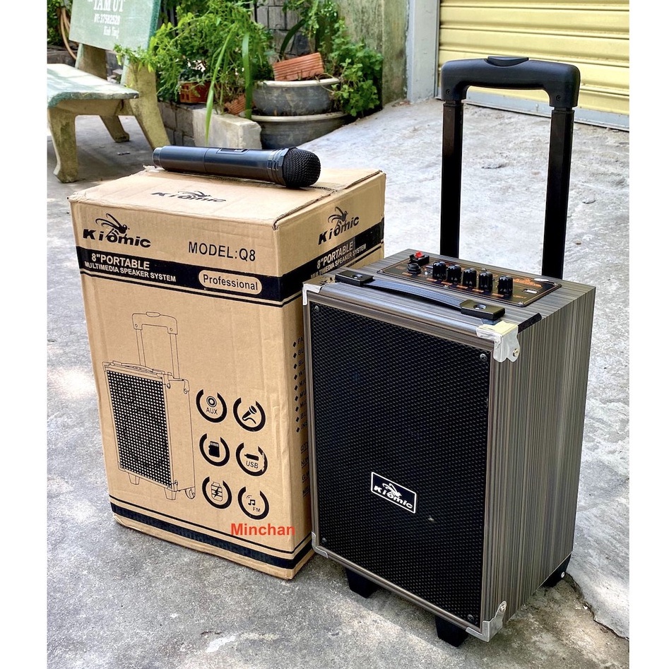 Loa kéo karaoke Kiomic Q8 tặng 1 micro không dây hát karaoke [BH 6 tháng]
