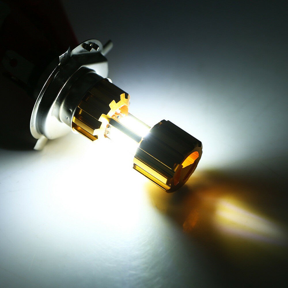 Bóng đèn led ánh sáng trắng 6000K thích hợp cho xe mô tô Yamaha Kawasaki H4 Led 3 Cob 2000lm 18w