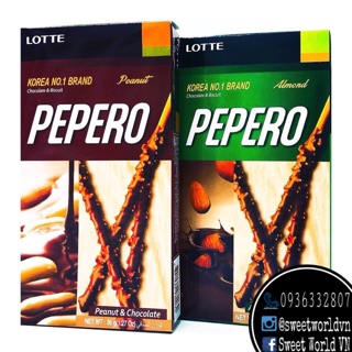 Bánh que pocky socola phủ hạt hạnh nhân / đậu phộng Lotte (36g) - Hàn Quốc
