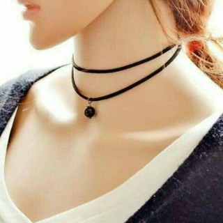 Vòng cổ chocker 2 tầng mặt hạt đen (kèm ảnh thật)