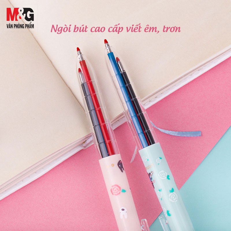 Bút Nước M&amp;G 3 Ngòi QGPH8705 - ngòi 0.5mm- màu xanh, đỏ, đen, thân có hoa và hình con thú dễ thương-1 cây