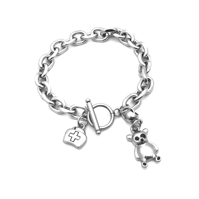 Vòng Tay Gắn Mặt Hình Gấu Cá Tính Độc Đáo Hợp Thời Trang