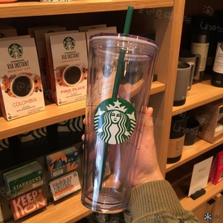 【COD  710ml Tái Sử Dụng Giới Hạn Starbucks Hai Lớp Rơm Cốc Nhựa Cà Phê/Nước Trái Cây cốc Cho Nghiên Cứu và Làm Việc Cup