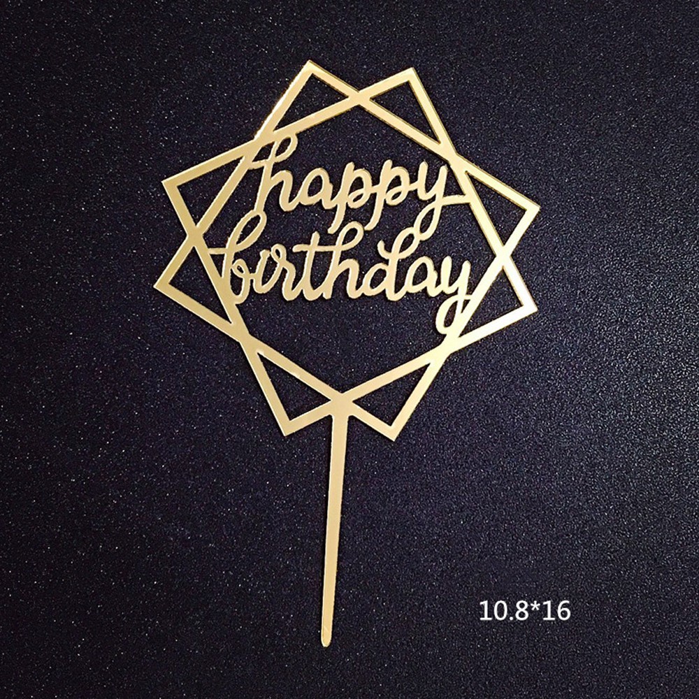 Topper Trang Trí Bánh Kem Bằng Acrylic Hình Chữ Happy Birthday Sáng Tạo
