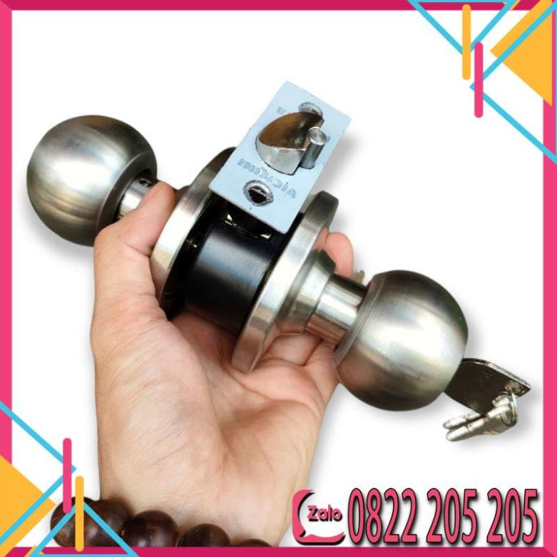 Ổ khoá tay nắm tròn VICKINI mã 30800 cho cửa gỗ cò ngắn cửa nhôm cò dài Inox 3 chìa loại tốt chính hãng