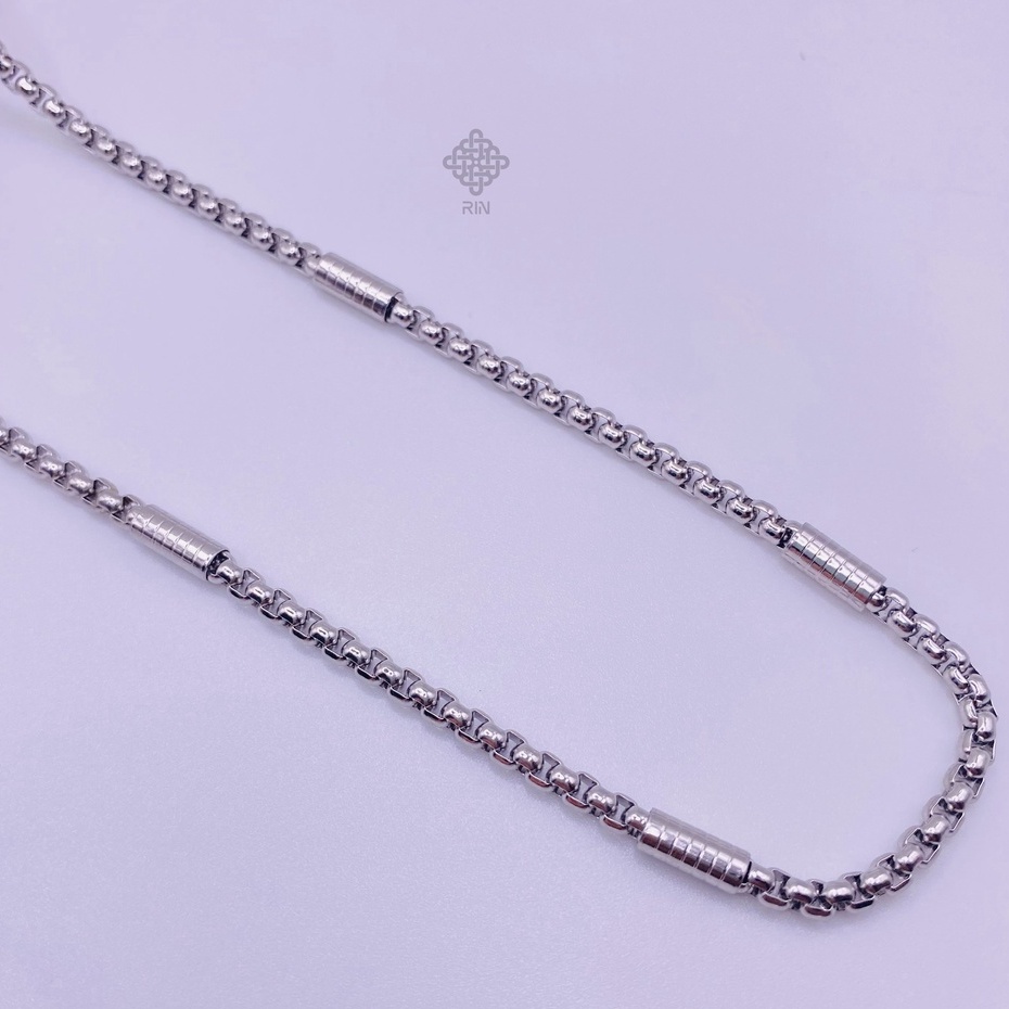 Dây chuyền titan unisex, Vòng cổ titan không phai không rỉ sét kiểu dáng dây công đốt trúc, trangsucmoiluatuoi.RIN