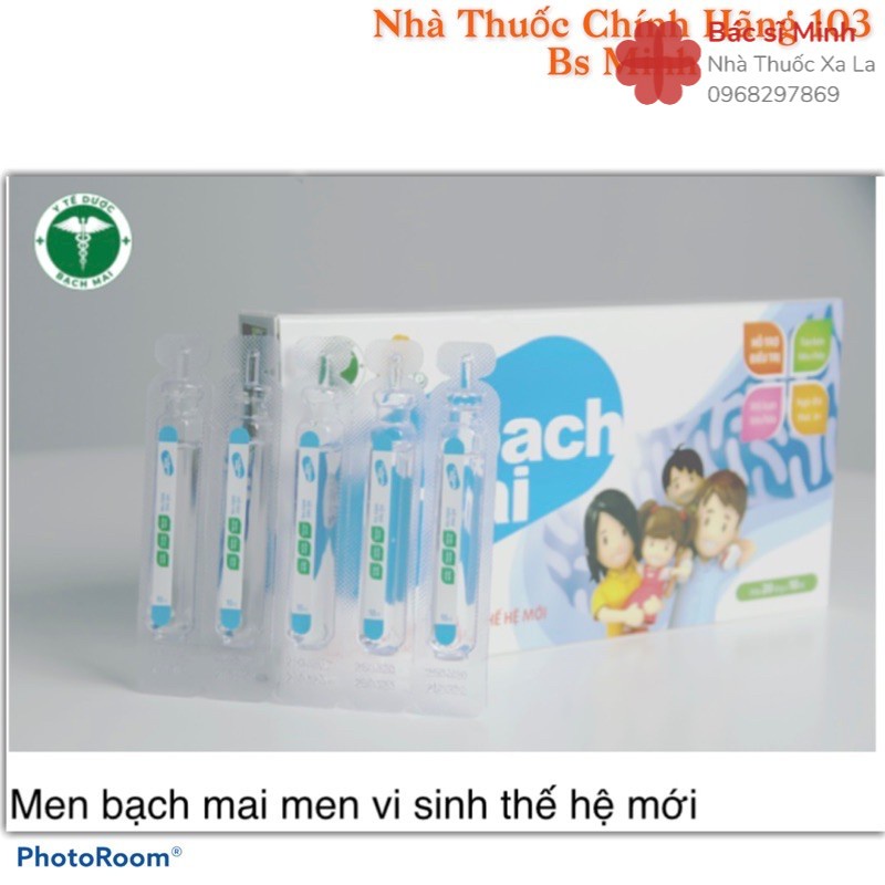 Men sống bạch mai thế hệ mới,(men vi sinh dùng cho táo bón,tiêu chảy,rối loạn tiêu hóa,trẻ em kém ăn chậm lớn) hộp 20ống