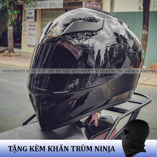 Nón bảo hiểm Fullface ROC Royal m138b đen bóng kính ráp sẵn khói đen siêu đẹp - Nón fullface roc m138 chính hãng