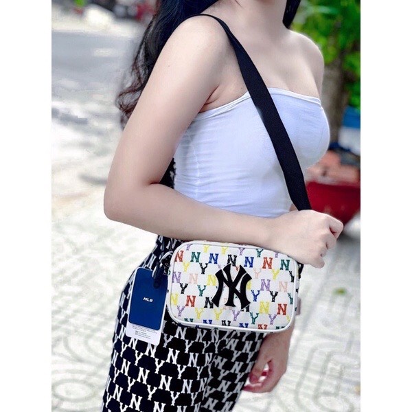 Túi Đeo Chéo Nam MLB NY Hàng Xuất Dư - Túi Xách Đeo Chéo Mini Bag Nam Nữ Pink Full Tag Code