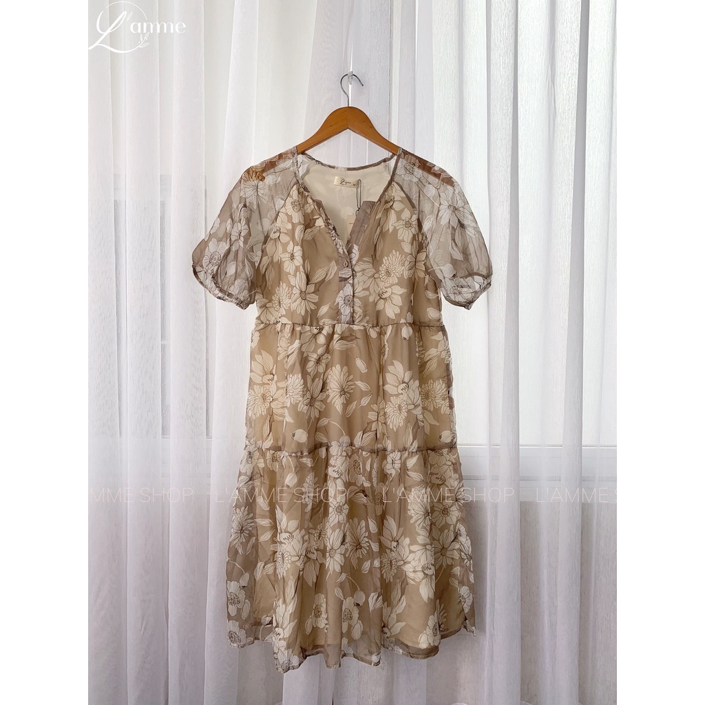 Đầm bầu hoa Gaia Dress chất voan nhẹ mát, bay bổng giúp che khuyết điểm thiết kế bới L'amme