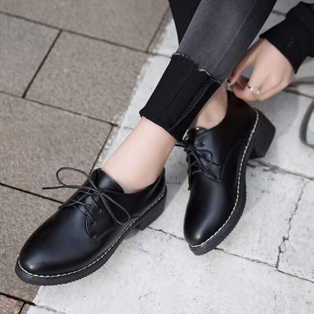 Giày oxford đen buộc dây da lì và da bóng | BigBuy360 - bigbuy360.vn