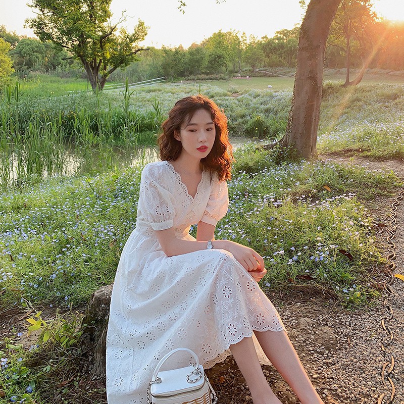 [MỚI NHẤT] Váy trắng nữ hàng Quảng Châu cao cấp mẫu mới nhất V151 (KÈM ẢNH THẬT) | BigBuy360 - bigbuy360.vn