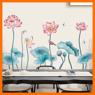 Decal dán tường đầm sen đẹp mẫu hàn QR 9114