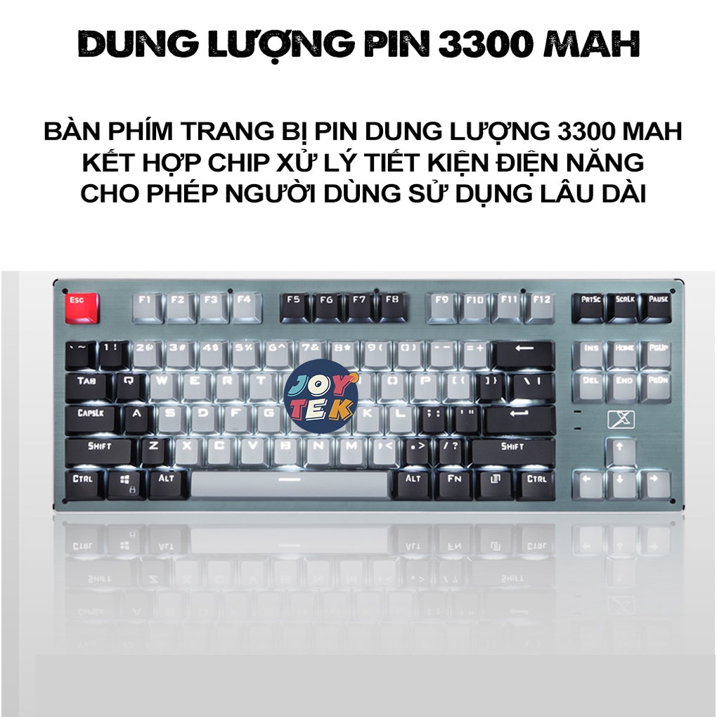 Bàn phím cơ không dây gaming blueototh RF912D, 3 mode kết nối, pin sạc lại dùng cho ipad, macbook, laptop, điện thoại PC