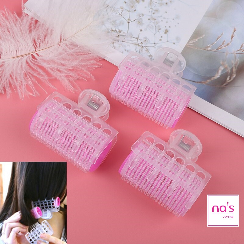 Bộ 3 lô quấn tóc tự dính kèm kẹp giữ cố định tiện dụng cuốn tóc cụp tóc xoăn mái phồng mái 2.5cm 3cm