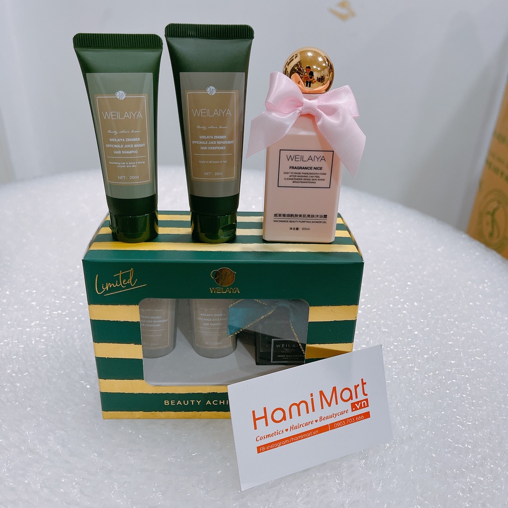 Bộ Mini Dầu Gội Xả Gừng 20ml*2 + Sữa Tắm Weilaiya 60ml | BigBuy360 - bigbuy360.vn